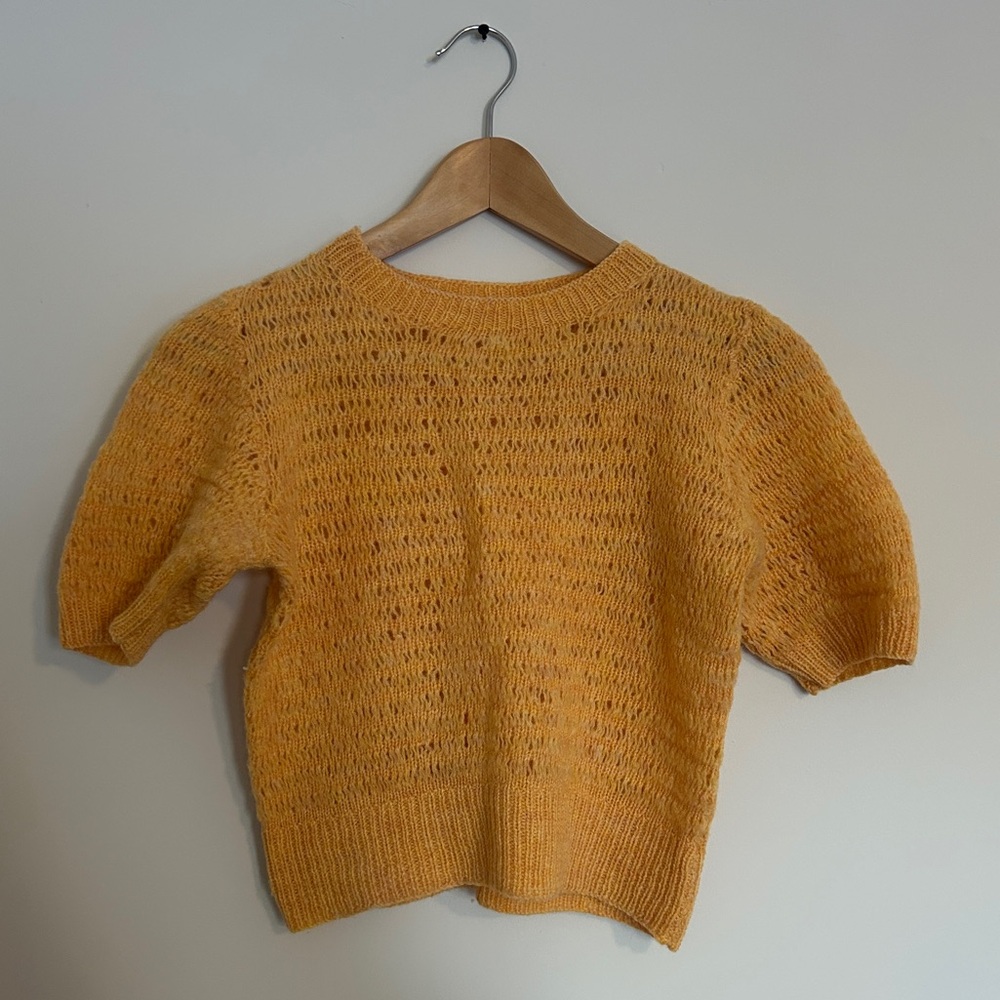 Handknitted Orange Cropped Sweater Tee